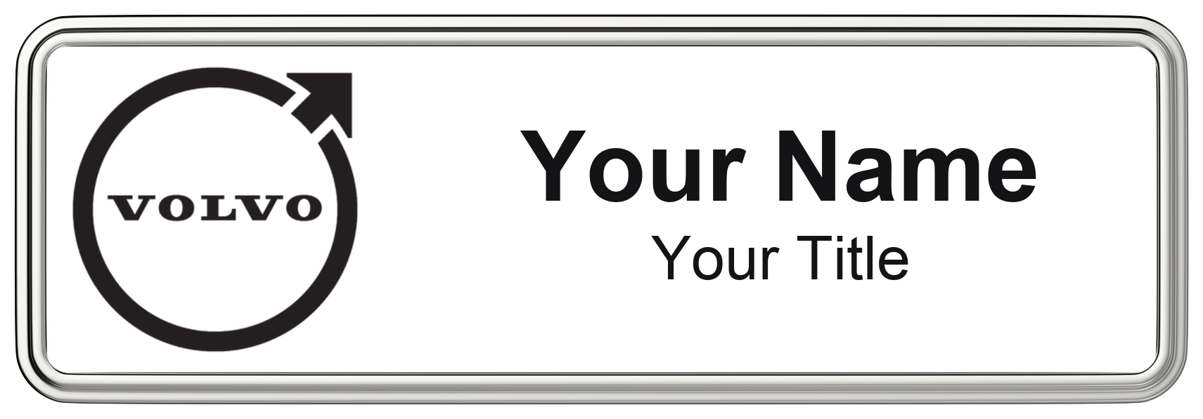 Volvo Badge, White, Silver Border