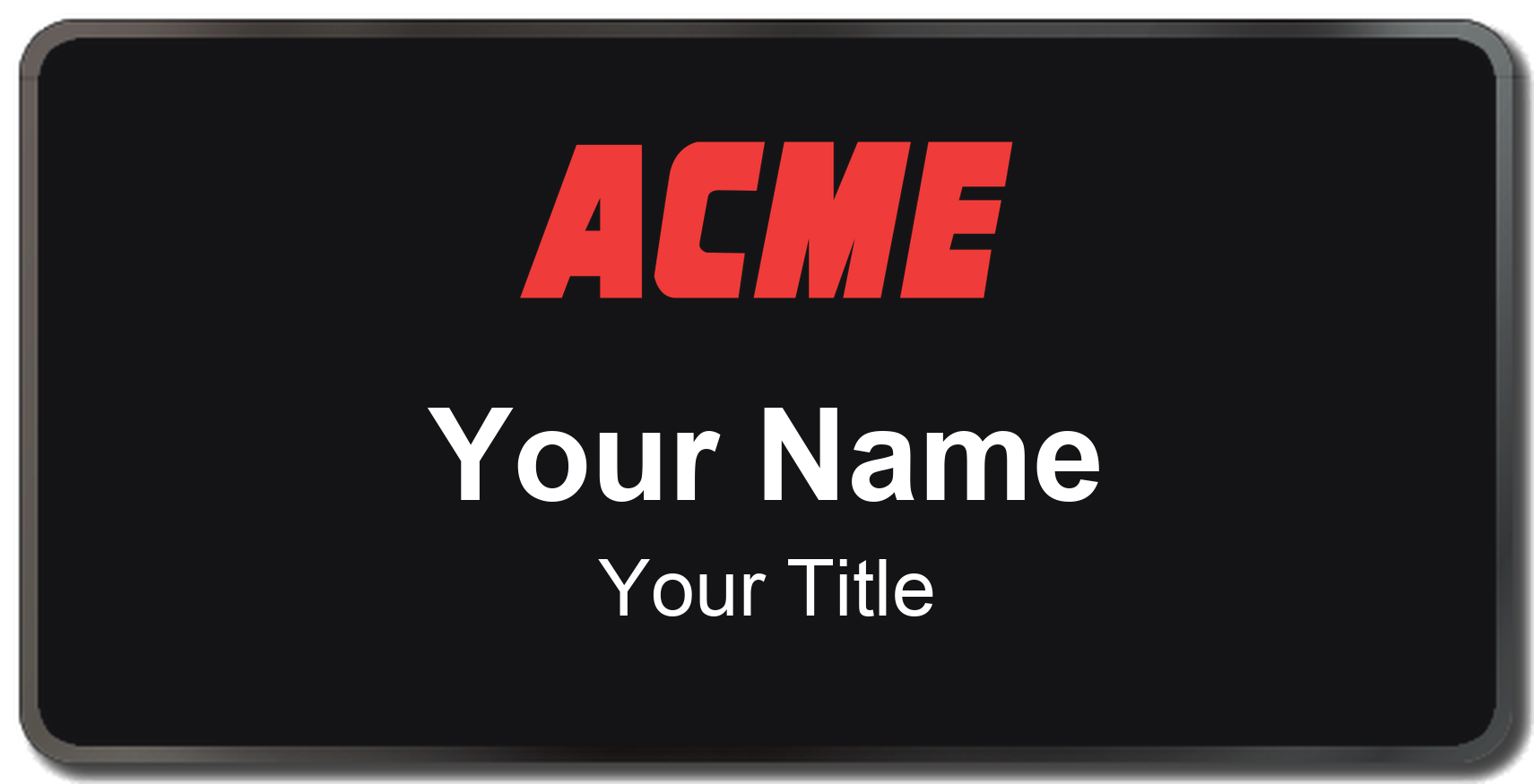 ACME Markets Name Badge, Black, Black Border 3" × 1.5"