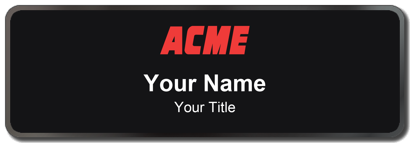 ACME Markets Name Badge, Black, Black Border 3" × 1"