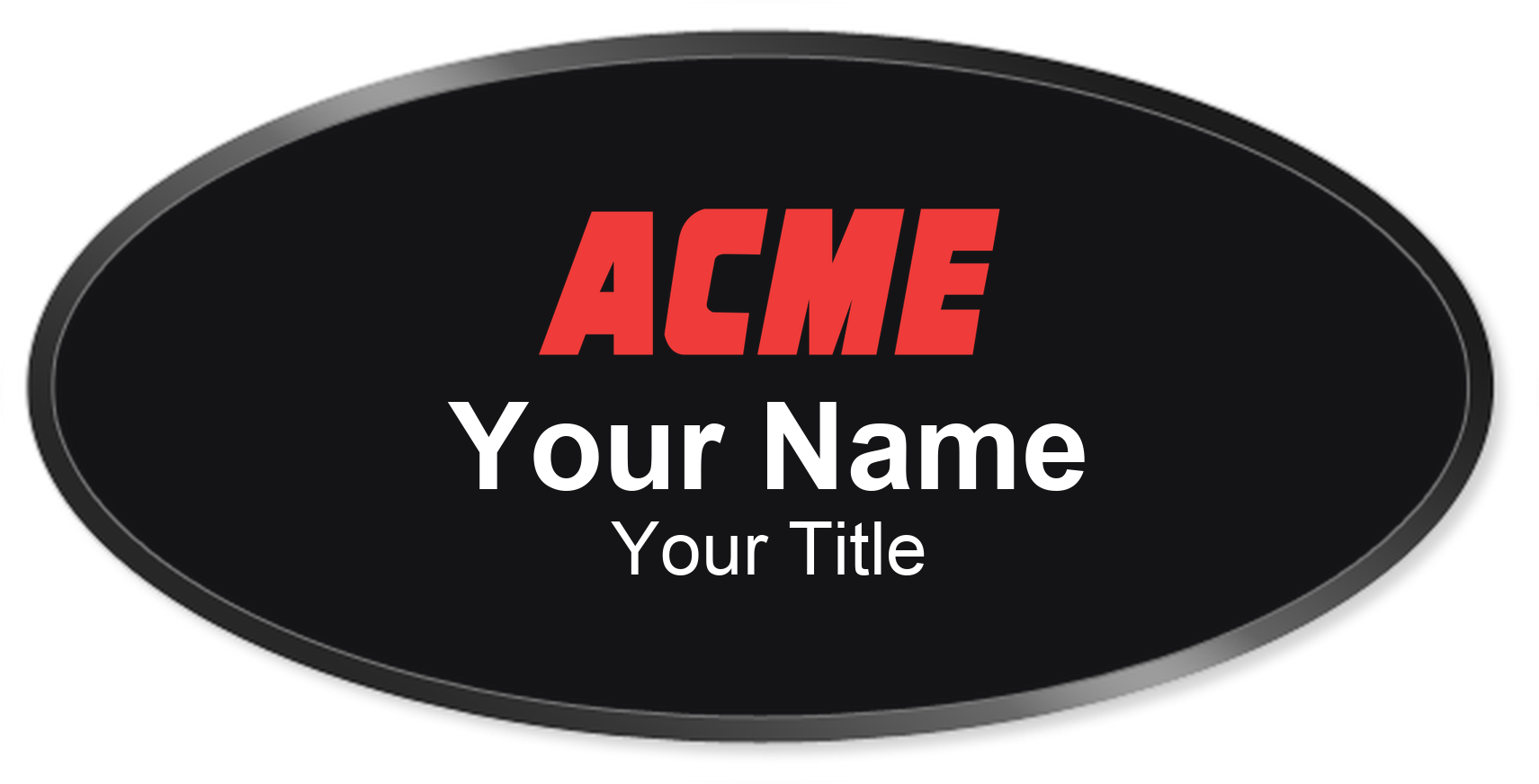 ACME Markets Name Badge, Black, Black Border Oval 3" × 1.5"