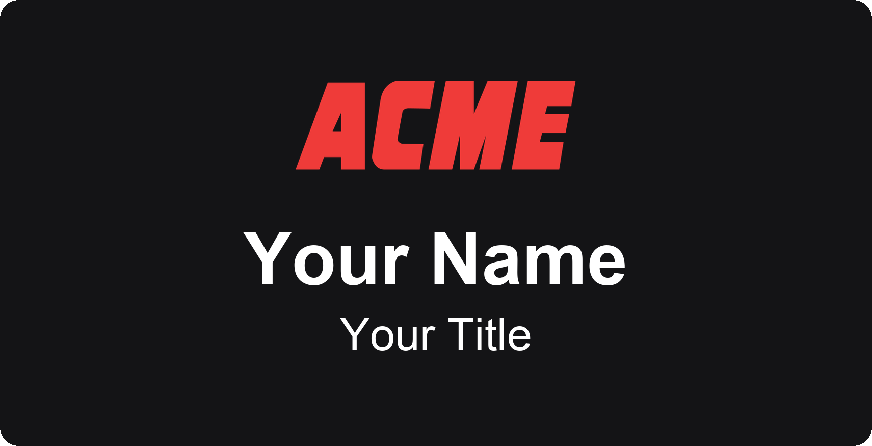 ACME Markets Name Badge, Black, No Border 3" × 1.5"