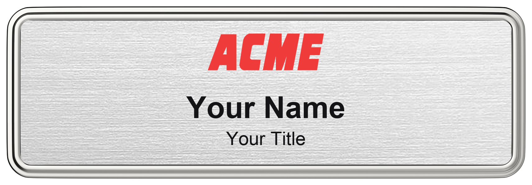 ACME Markets grocery store name badge, brushed silver