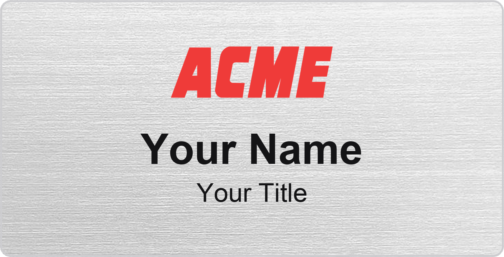 ACME Markets Name Badge, Silver Metallic, No Border 3" × 1.5"