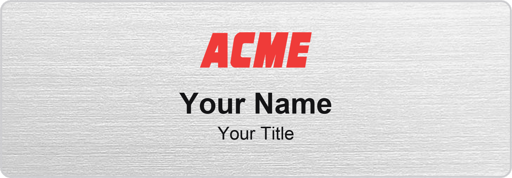 ACME Markets Name Badge, Silver Metallic, No Border 3" × 1"