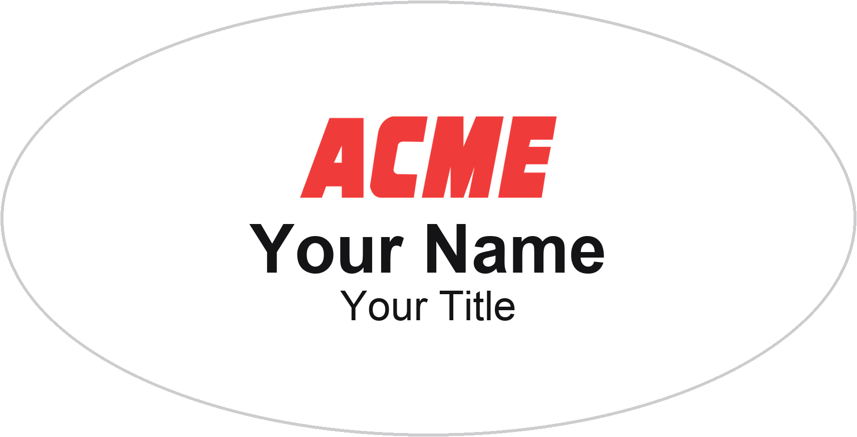 ACME Markets Name Badge, White, No Border Oval 3" × 1.5"