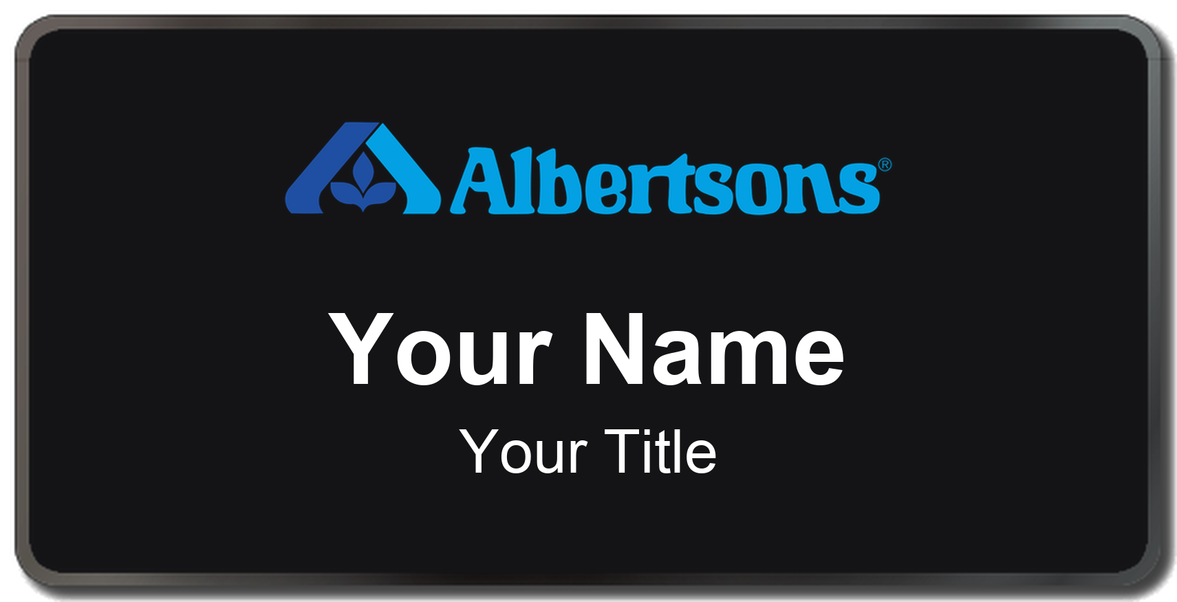 Albertsons Name Badge, Black, Black Border 3" × 1.5"