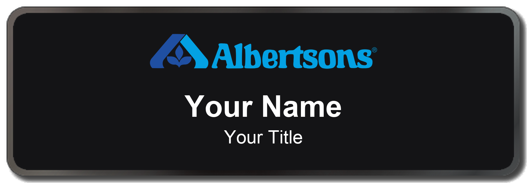 Albertsons Name Badge, Black, Black Border 3" × 1"