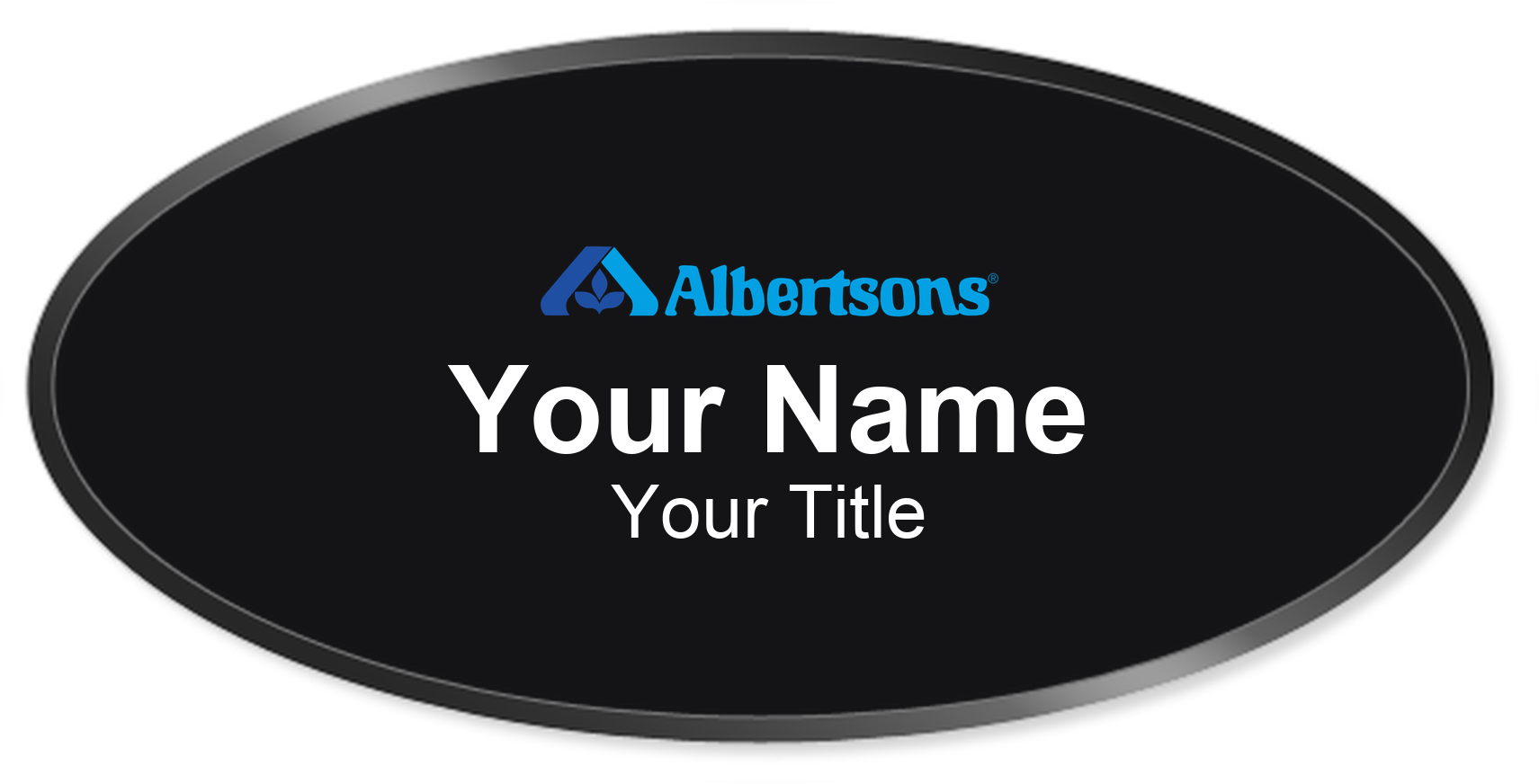 Albertsons Name Badge, Black, Black Border Oval 3" × 1.5"