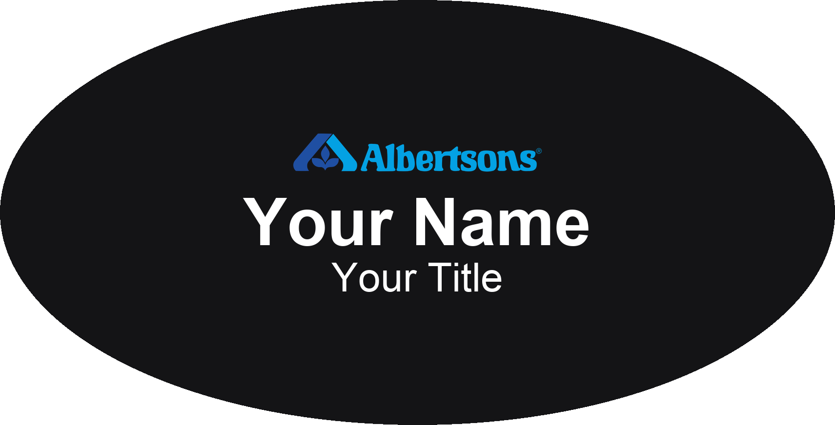 Albertsons grocery store name badge Black, No Border