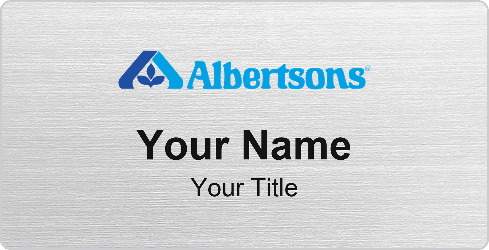 Albertsons Name Badge, Silver Metallic, No Border 3" × 1.5"