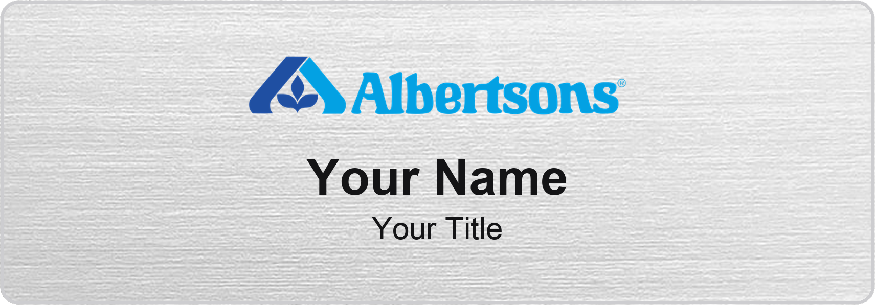 Albertsons Name Badge, Silver Metallic, No Border 3" × 1"