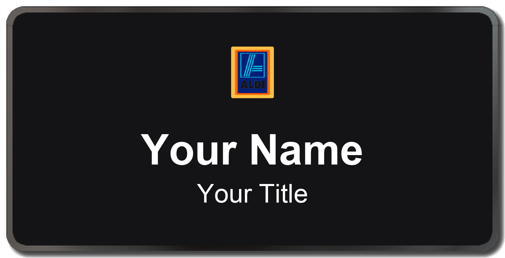 ALDI Name Badge, Black, Black Border 3" × 1.5"