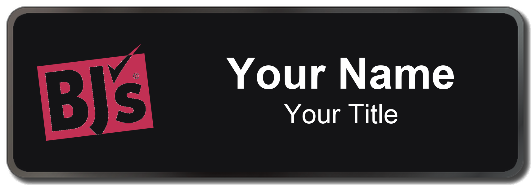BJ's Wholesale Club Name Badge, Black, Black Border 3" × 1"