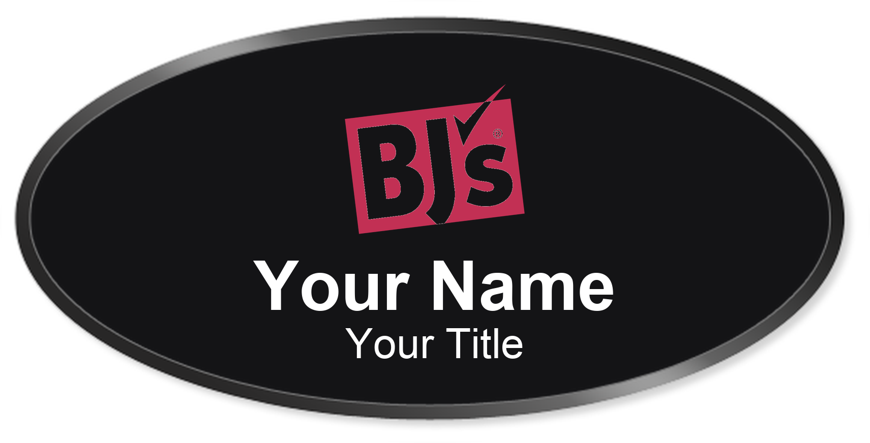 BJ's Wholesale Club grocery store name badge Black, Black Border