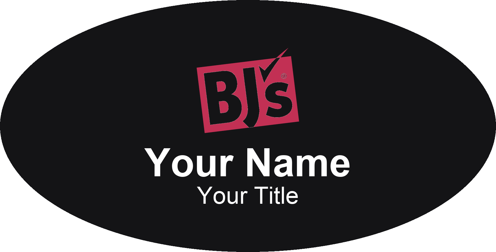 BJ's Wholesale Club grocery store name badge Black, No Border