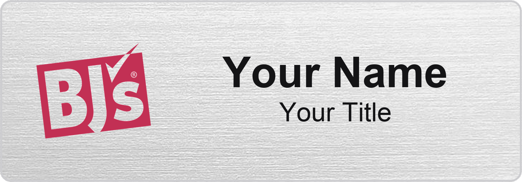 BJ's Wholesale Club Name Badge, Silver Metallic, No Border 3" × 1"