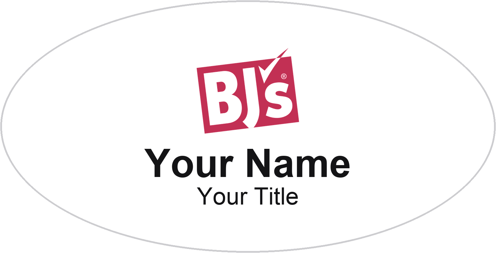 BJ's Wholesale Club grocery store name badge White, No Border