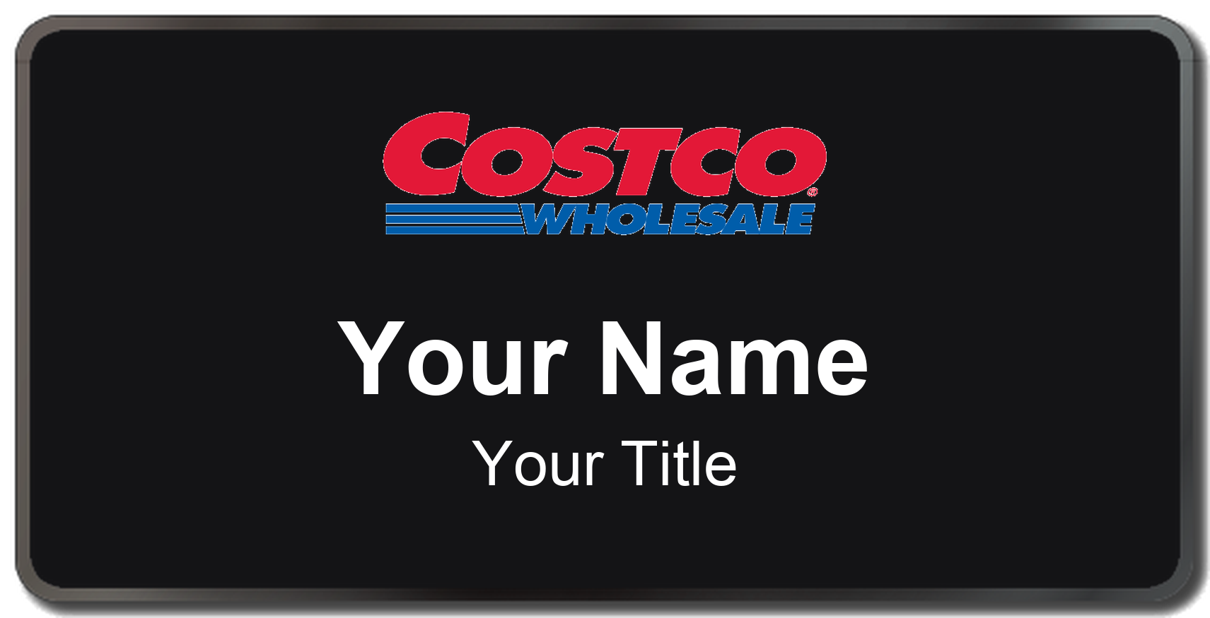 Costco Name Badge, Black, Black Border 3" × 1.5"