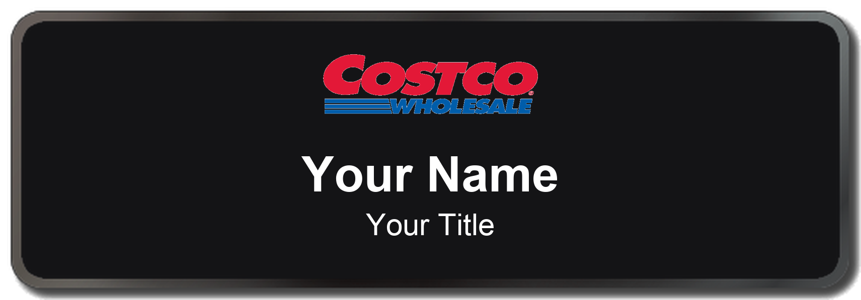 Costco Name Badge, Black, Black Border 3" × 1"