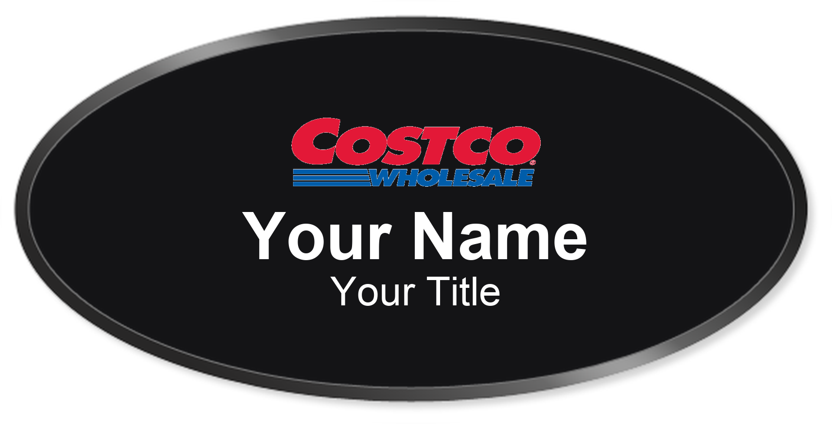 Costco Name Badge, Black, Black Border Oval 3" × 1.5"