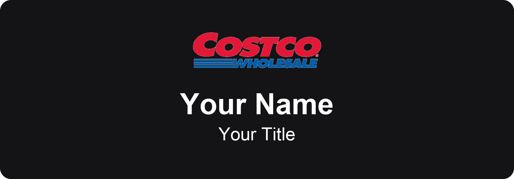 Costco Name Badge, Black, No Border 3" × 1"