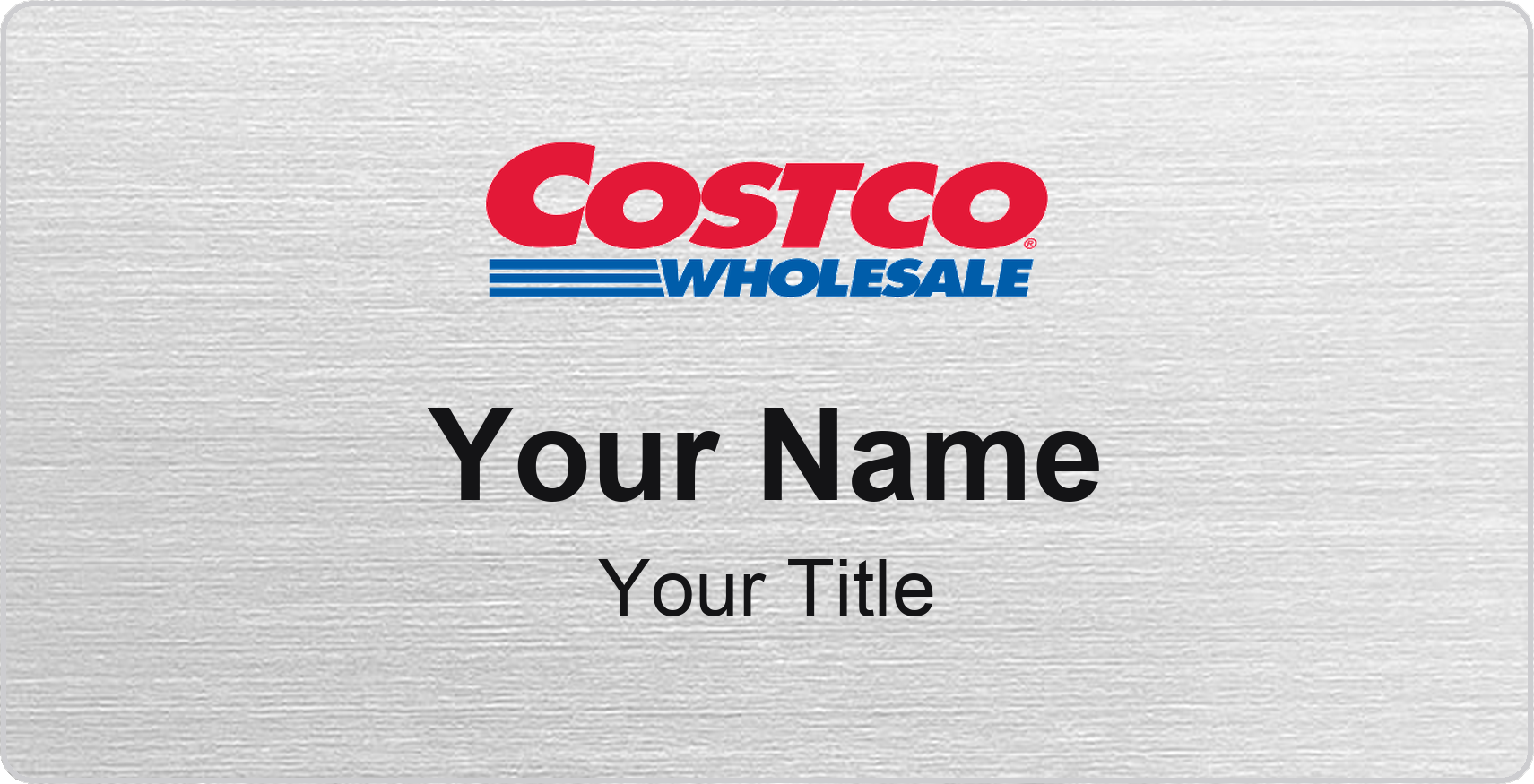 Costco Name Badge, Silver Metallic, No Border 3" × 1.5"