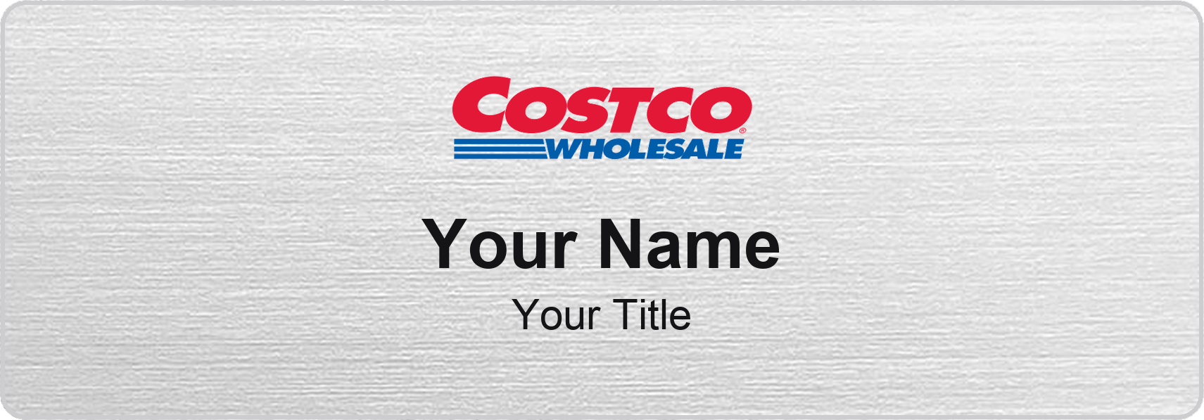 Costco Name Badge, Silver Metallic, No Border 3" × 1"