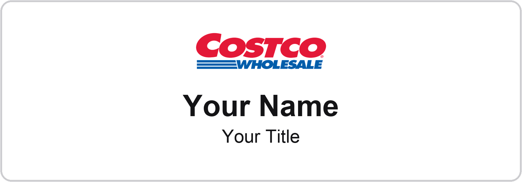 Costco Name Badge, White, No Border 3" × 1"