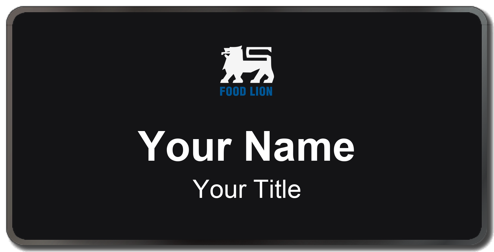 Food Lion Name Badge, Black, Black Border 3" × 1.5"