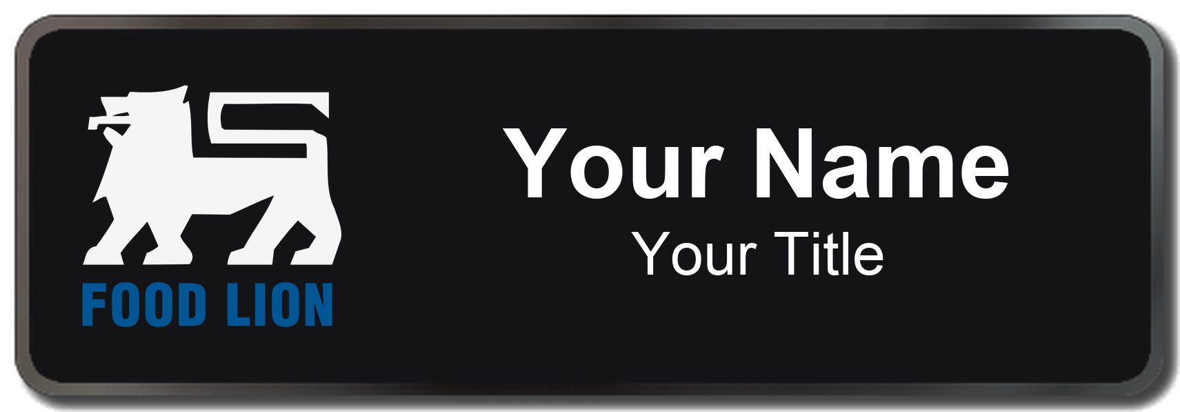Food Lion Name Badge, Black, Black Border 3" × 1"