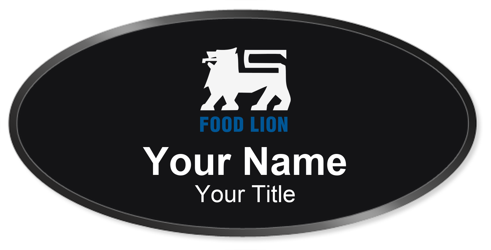Food Lion grocery store name badge Black, Black Border