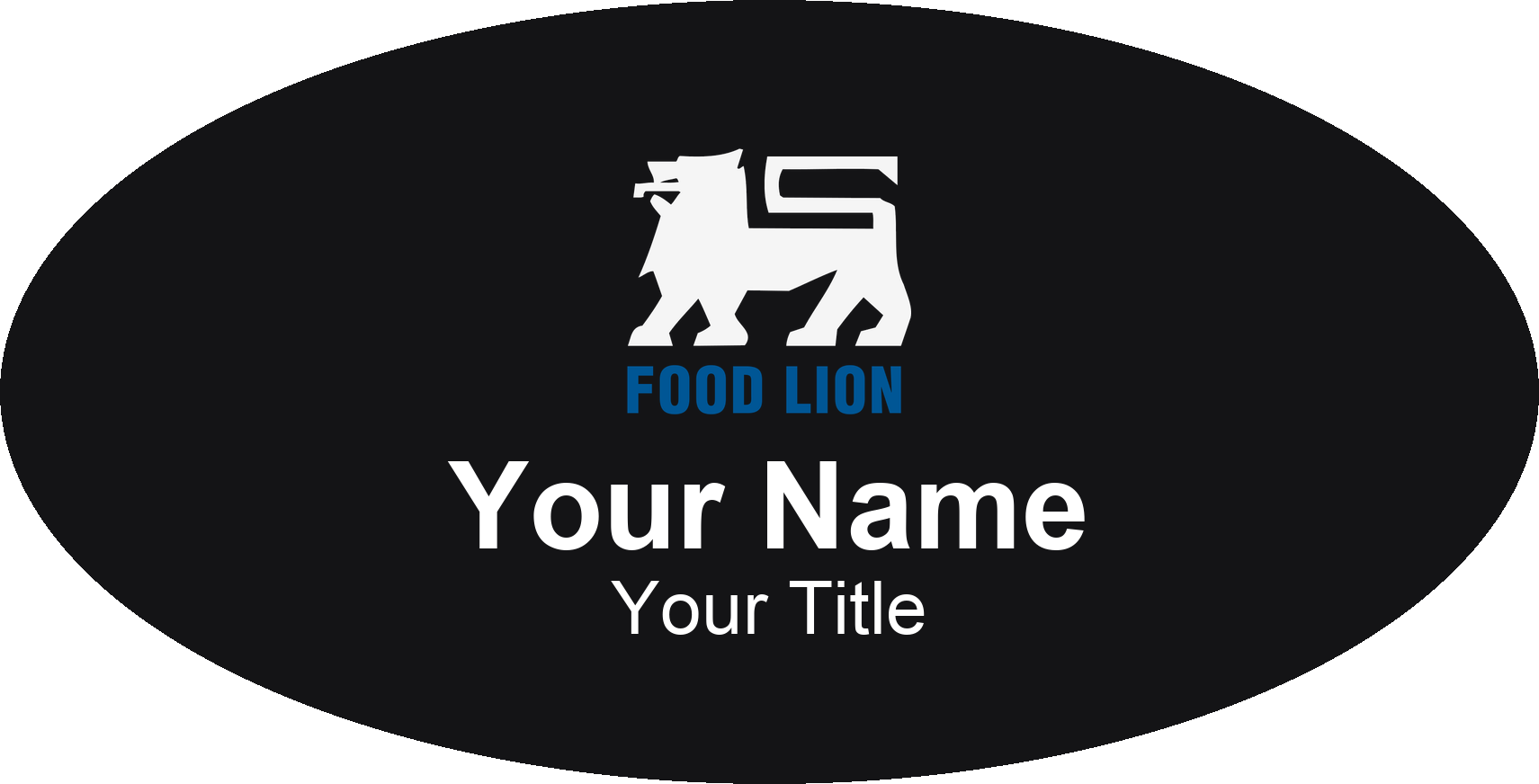 Food Lion grocery store name badge Black, No Border