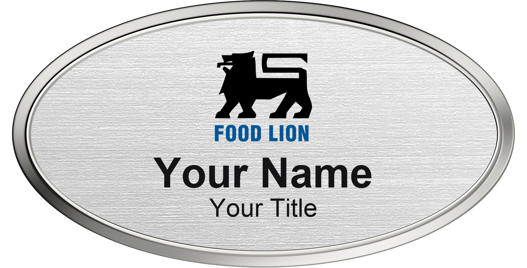Food Lion grocery store name badge Silver Metallic, Silver Border