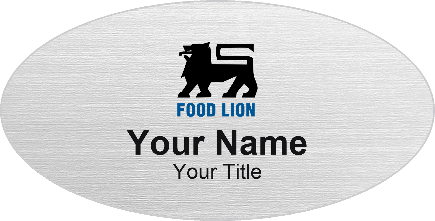 Food Lion grocery store name badge Silver Metallic, No Border