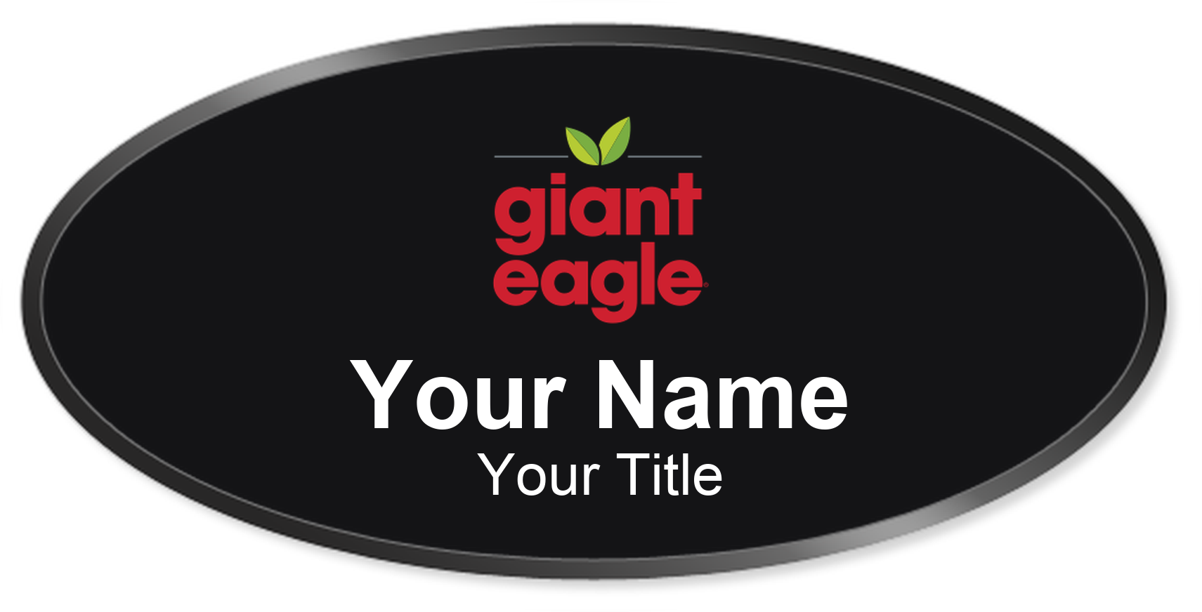 Giant Eagle grocery store name badge Black, Black Border
