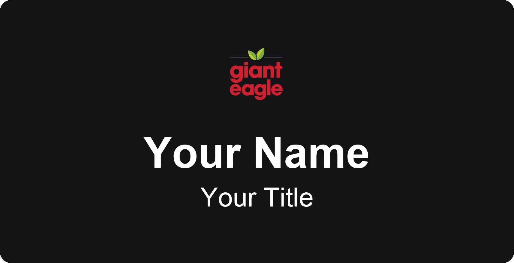 Giant Eagle grocery store name badge Black, No Border