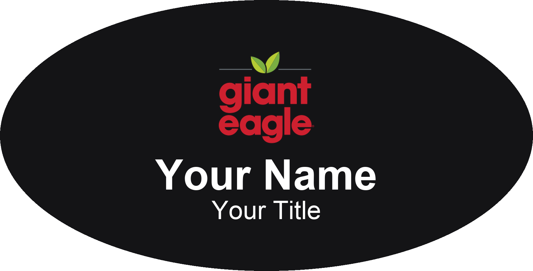 Giant Eagle grocery store name badge Black, No Border