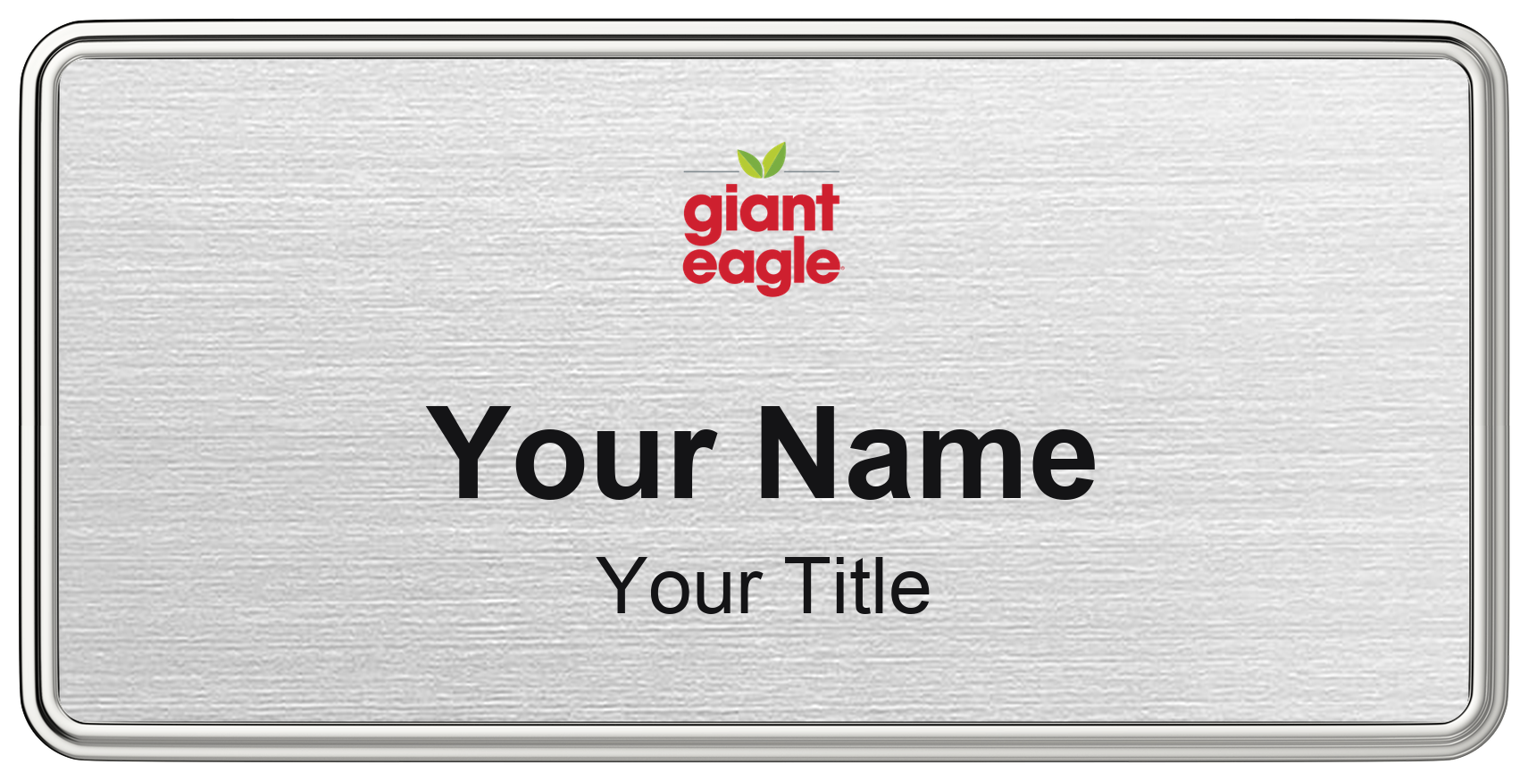 Giant Eagle grocery store name badge Silver Metallic, Silver Border