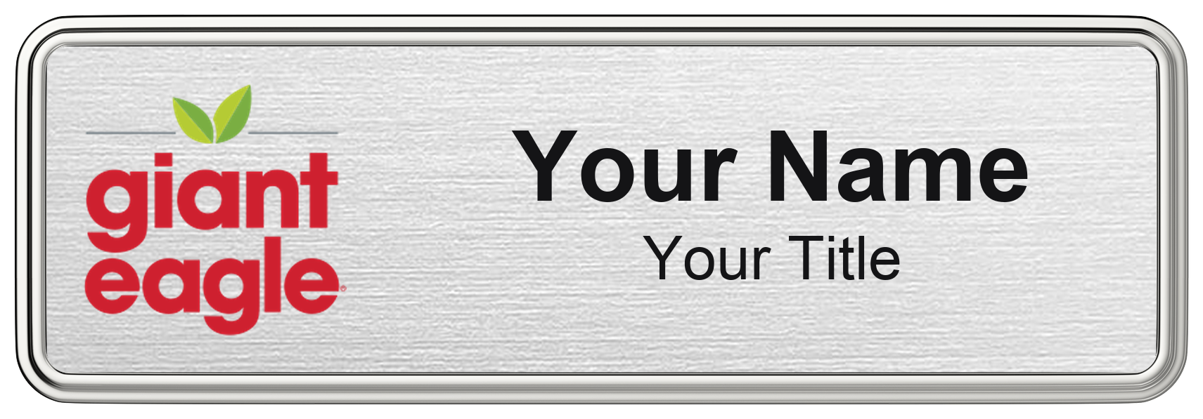Giant Eagle grocery store name badge, brushed silver
