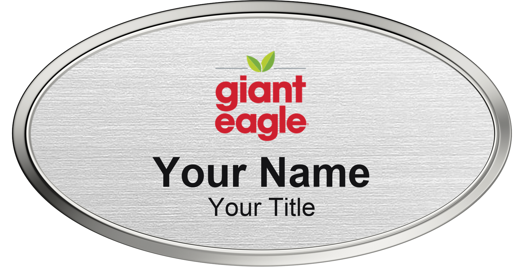 Giant Eagle grocery store name badge Silver Metallic, Silver Border