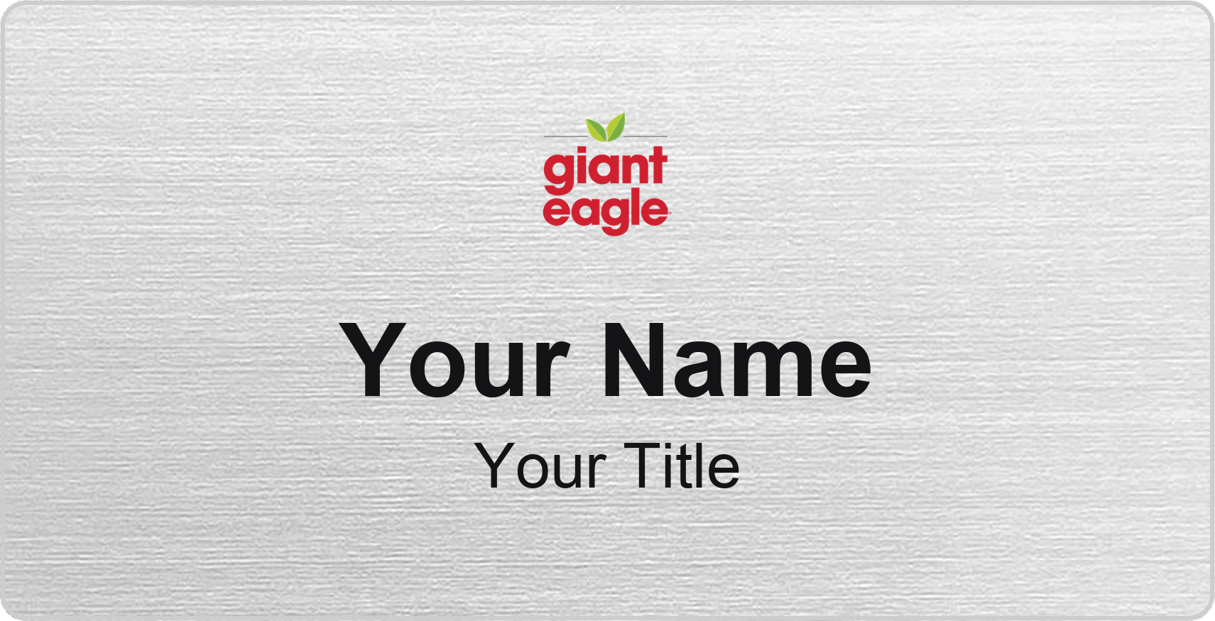 Giant Eagle Name Badge, Silver Metallic, No Border 3" × 1.5"