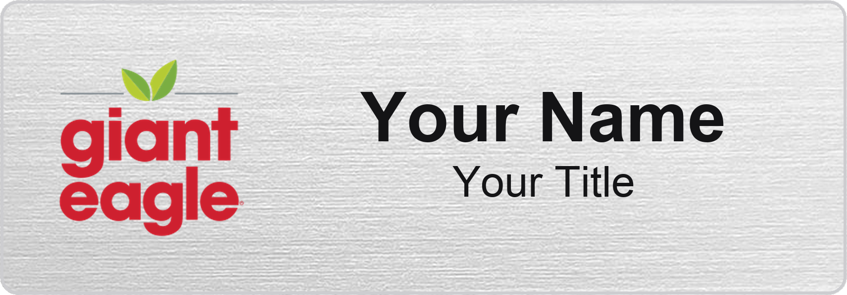 Giant Eagle Name Badge, Silver Metallic, No Border 3" × 1"