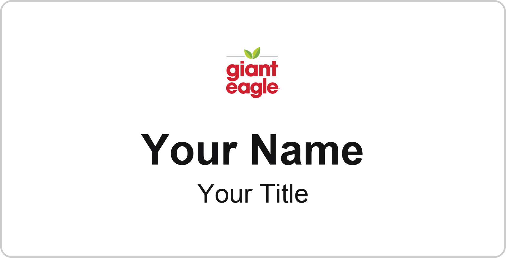 Giant Eagle Name Badge, White, No Border 3" × 1.5"