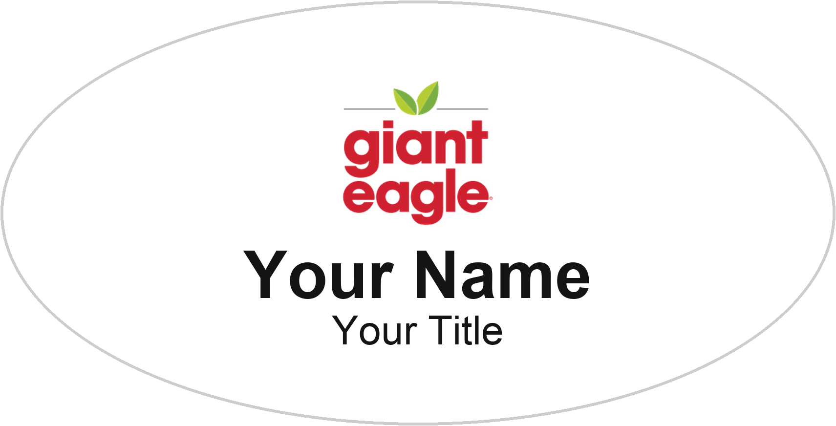 Giant Eagle grocery store name badge White, No Border