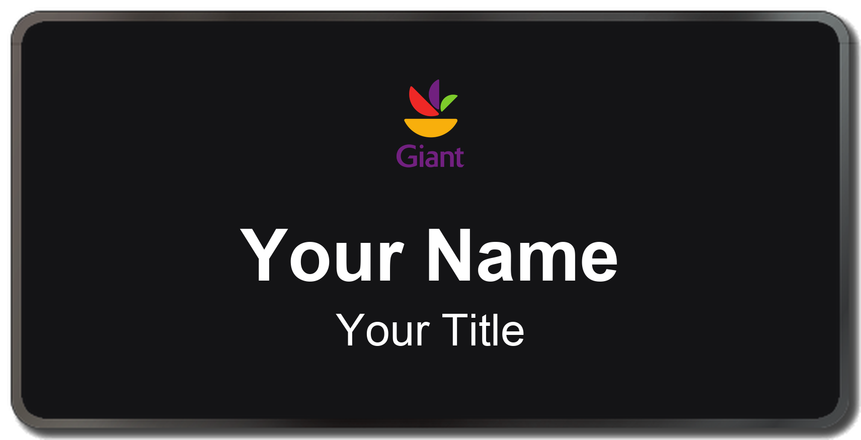 Giant Food Name Badge, Black, Black Border 3" × 1.5"