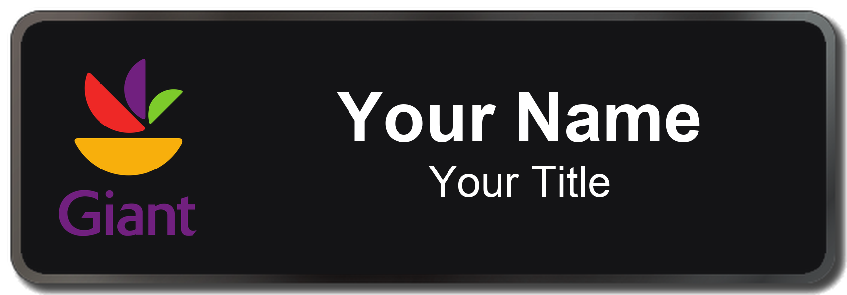 Giant Food Name Badge, Black, Black Border 3" × 1"