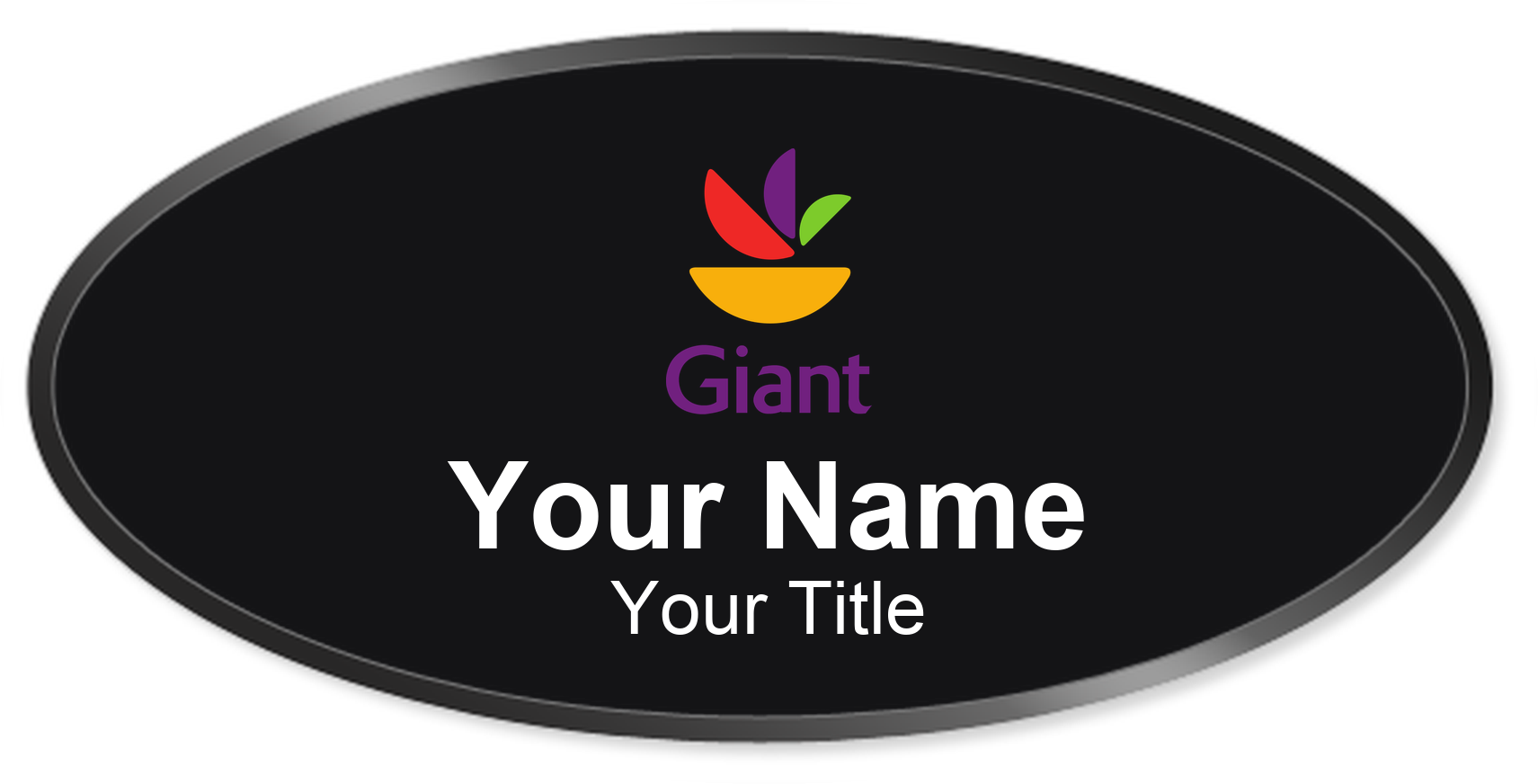 Giant Food Name Badge, Black, Black Border Oval 3" × 1.5"