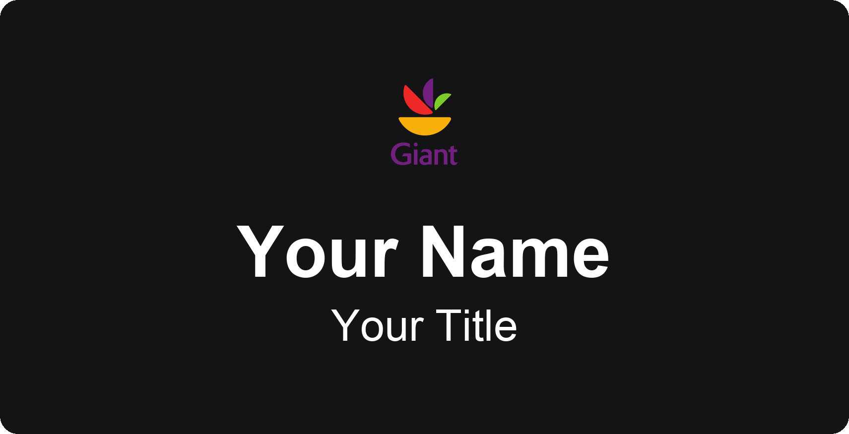 Giant Food Name Badge, Black, No Border 3" × 1.5"