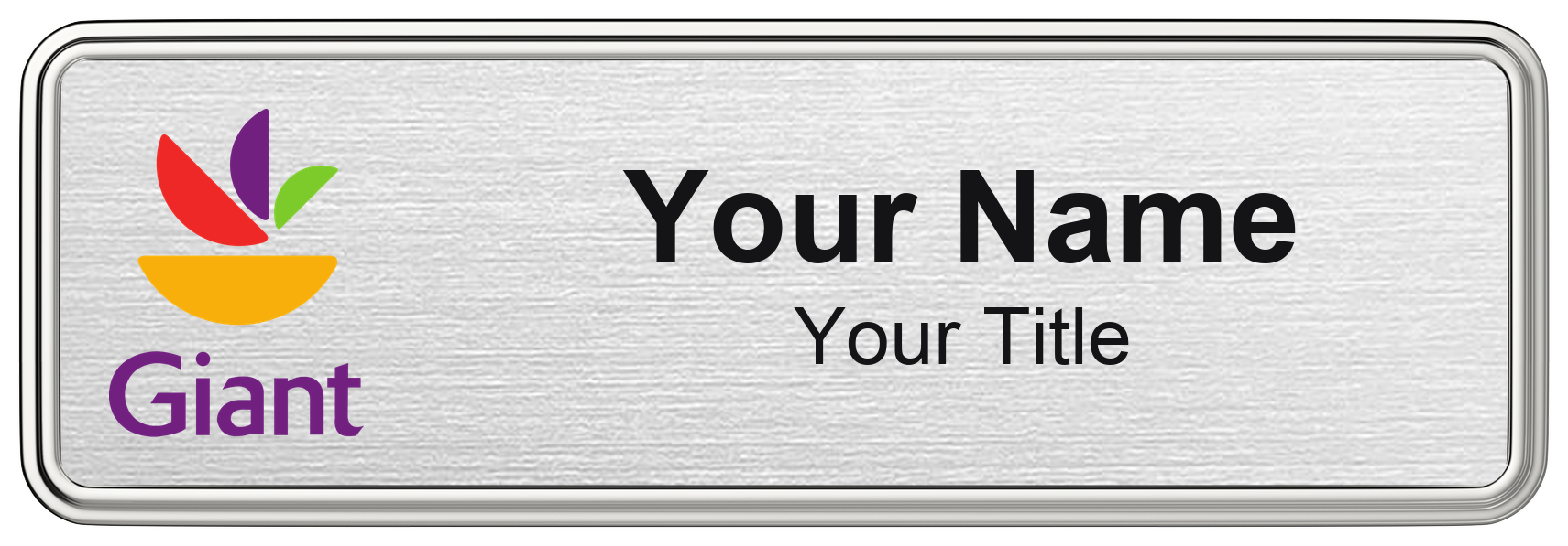 Giant Food grocery store name badge, brushed silver