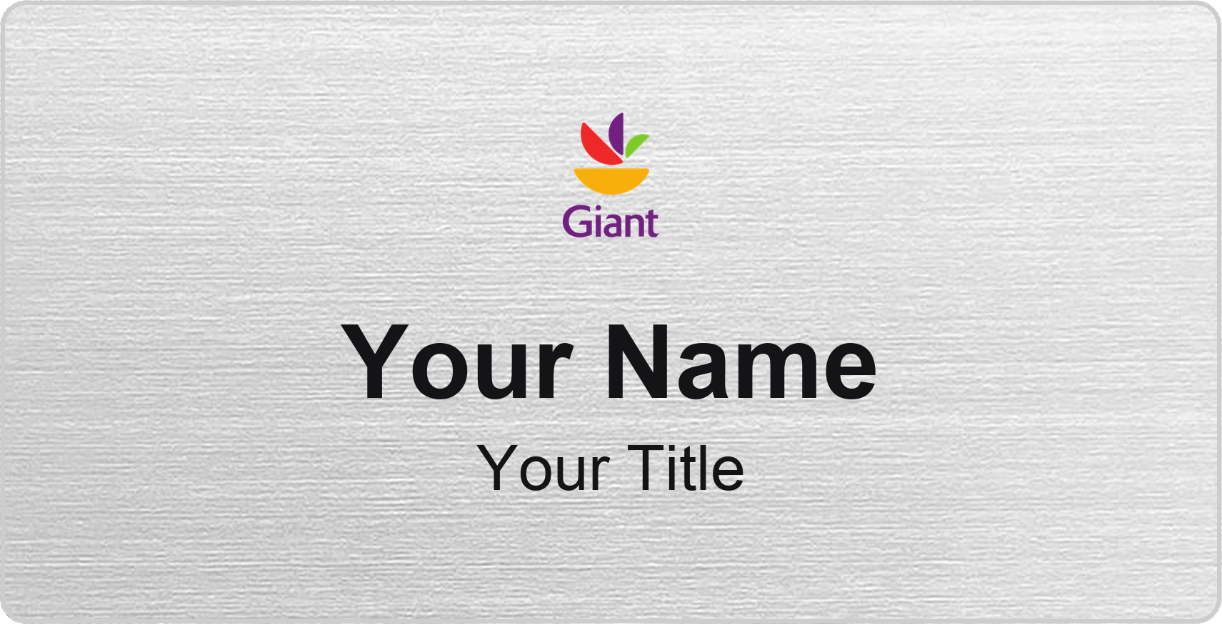 Giant Food Name Badge, Silver Metallic, No Border 3" × 1.5"